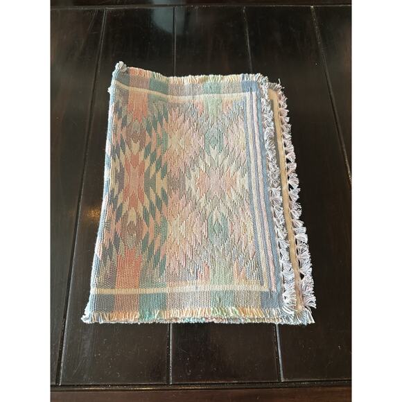 Park B. Smith Pastel-Colored Southwestern Woven Placemats Fringed Edges Set Of 4 - Picture 9 of 9